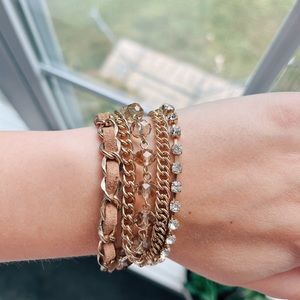 Gold & Crystal Chain Bracelet